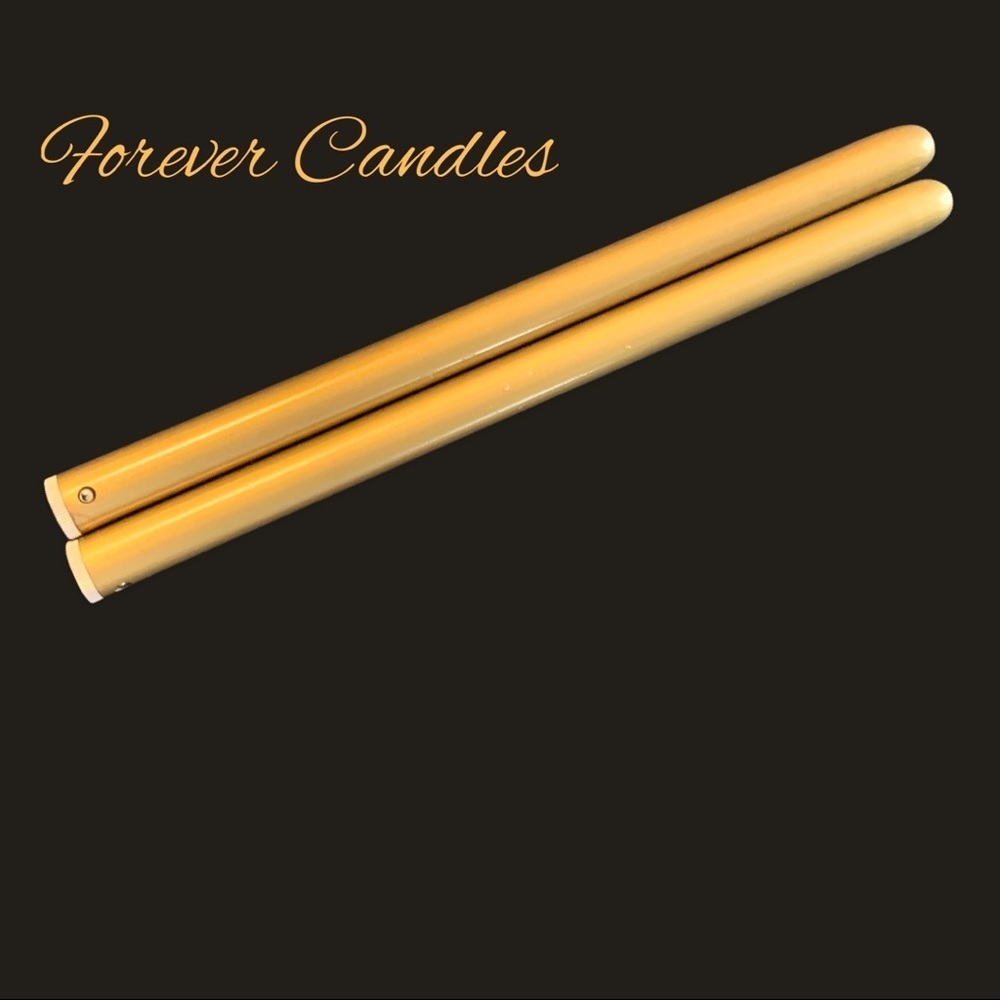 NIB Formal 12” Taper Forever Candles in Beautiful Gold Dripless Flawless